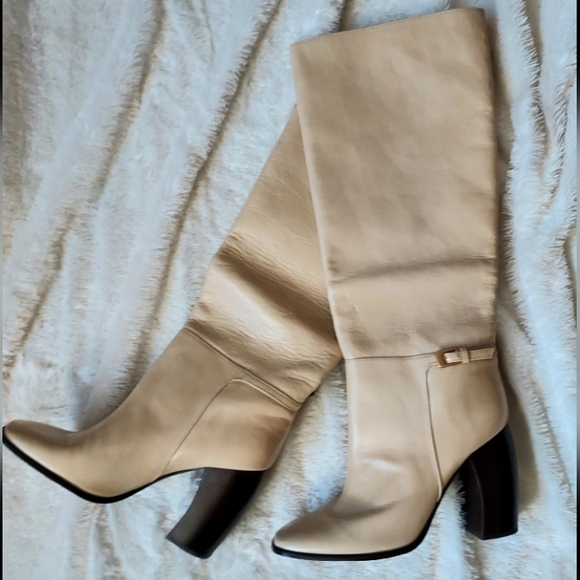 Tory Burch Geniune Leather Knee High Banana Block Heel Buckle Boot - Picture 6 of 7